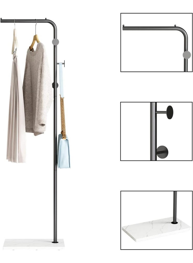 Bluejw Black Coat Racks with White Base, Entryway Coats Racks Freestanding with 3 Hooks, L Shape Home Coat Hanger for Jackets, Coats, Hats, Clothes - Image 3